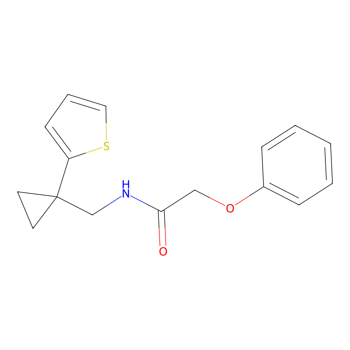 2-phenoxy-N-{[1-(thiophen-2-yl)cyclopropyl]methyl}acetamide molecular structure, CAS 1207059-04-8