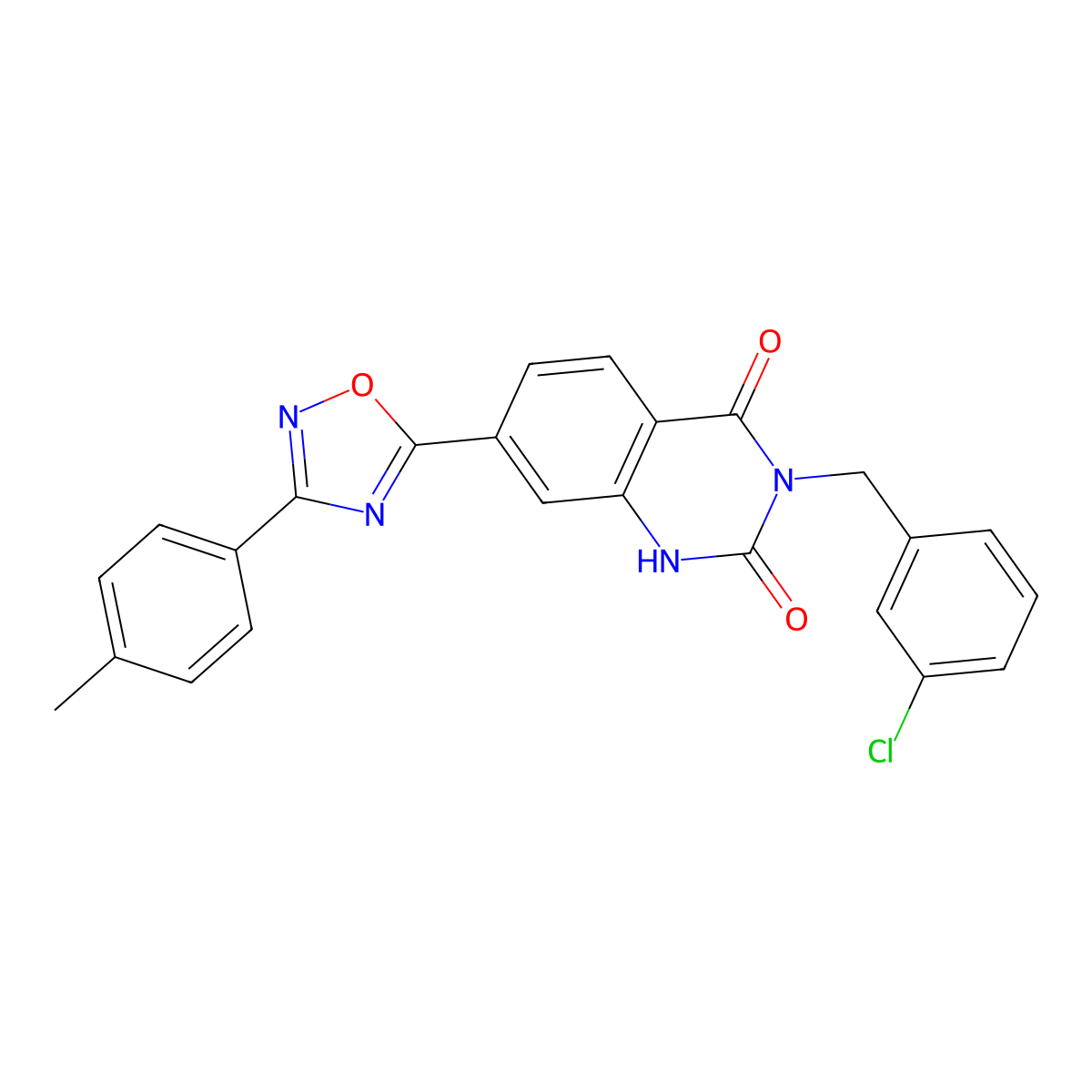 3-[(3-Chlorophenyl)methyl]-7-[3-(4-methylphenyl)-1,2,4-oxadiazol-5-yl]-1,2,3,4-tetrahydroquinazoline-2,4-dione molecular structure, CAS 1207059-07-1