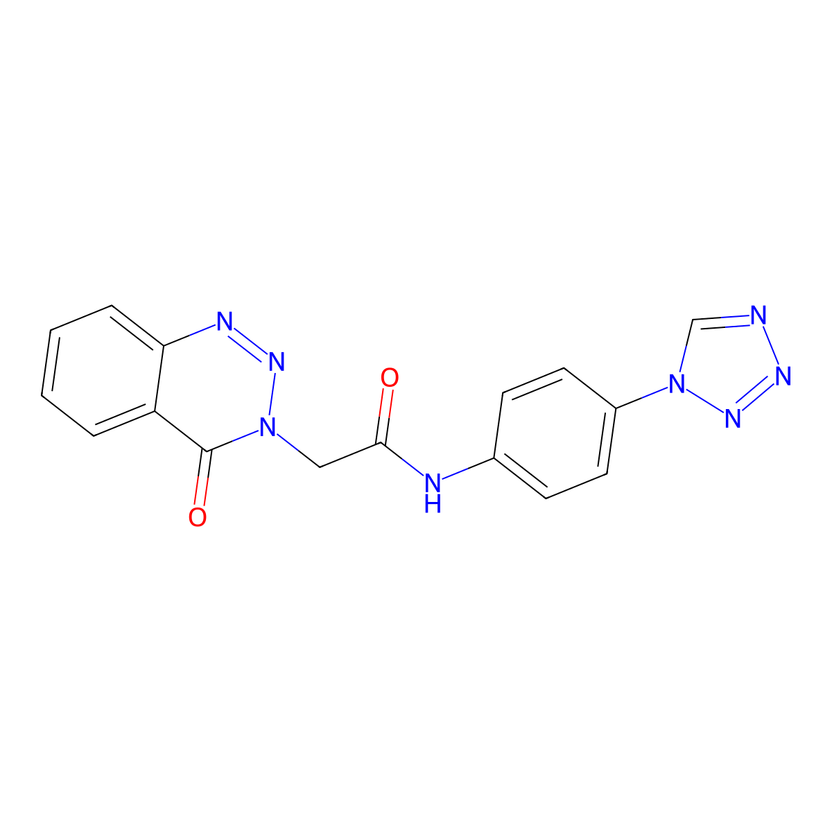 2-(4-oxo-3,4-dihydro-1,2,3-benzotriazin-3-yl)-N-[4-(1H-1,2,3,4-tetrazol-1-yl)phenyl]acetamide molecular structure, CAS 1207059-08-2
