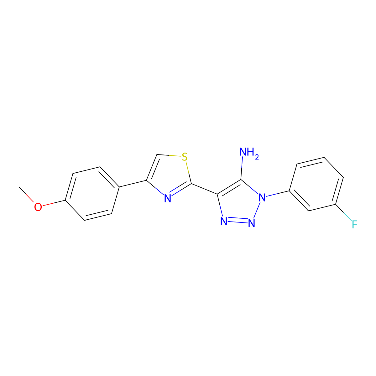 1-(3-fluorophenyl)-4-[4-(4-methoxyphenyl)-1,3-thiazol-2-yl]-1H-1,2,3-triazol-5-amine molecular structure, CAS 1207059-09-3