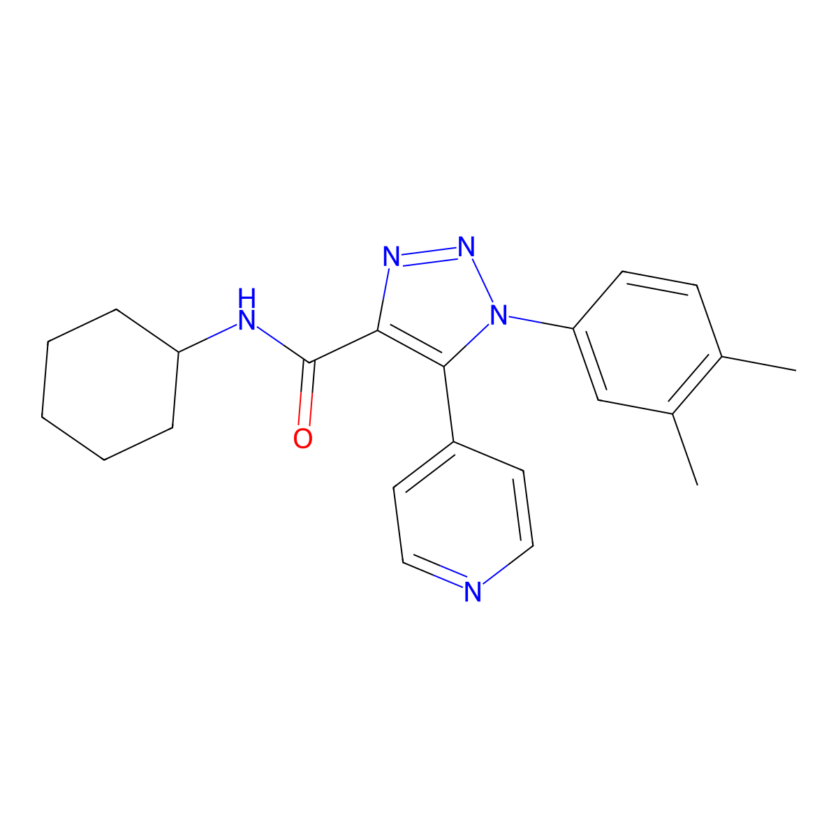 N-cyclohexyl-1-(3,4-dimethylphenyl)-5-(pyridin-4-yl)-1H-1,2,3-triazole-4-carboxamide molecular structure, CAS 1207059-10-6