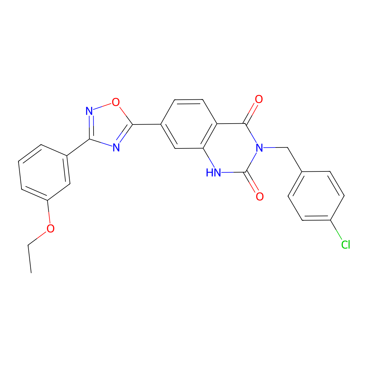 3-(4-chlorobenzyl)-7-(3-(3-ethoxyphenyl)-1,2,4-oxadiazol-5-yl)quinazoline-2,4(1H,3H)-dione molecular structure, CAS 1207059-16-2