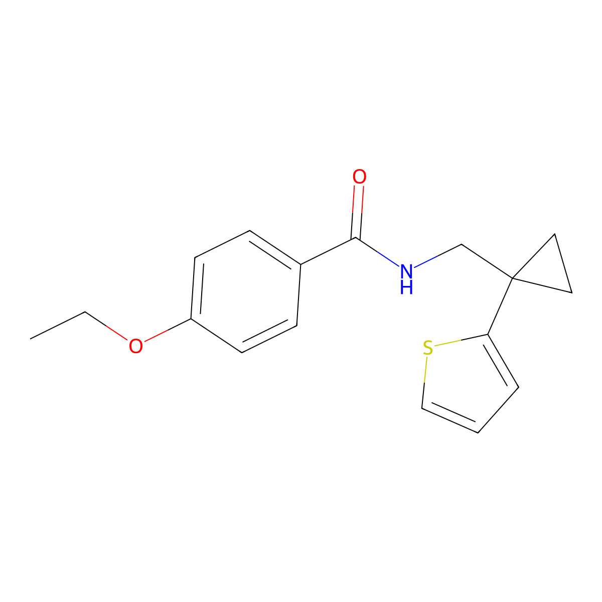 4-ethoxy-N-((1-(thiophen-2-yl)cyclopropyl)methyl)benzamide molecular structure, CAS 1207059-22-0