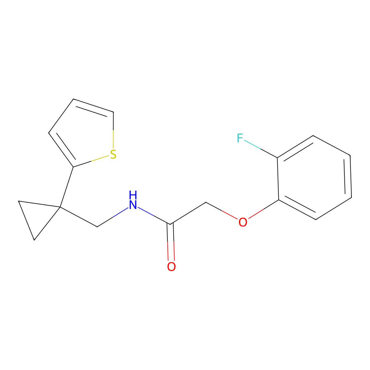 2-(2-fluorophenoxy)-N-((1-(thiophen-2-yl)cyclopropyl)methyl)acetamide molecular structure, CAS 1207059-23-1