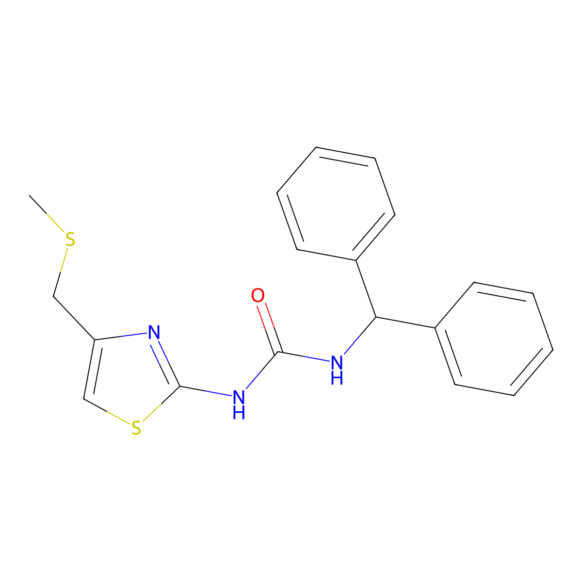 1-Benzhydryl-3-(4-((methylthio)methyl)thiazol-2-yl)urea molecular structure, CAS 1207059-31-1