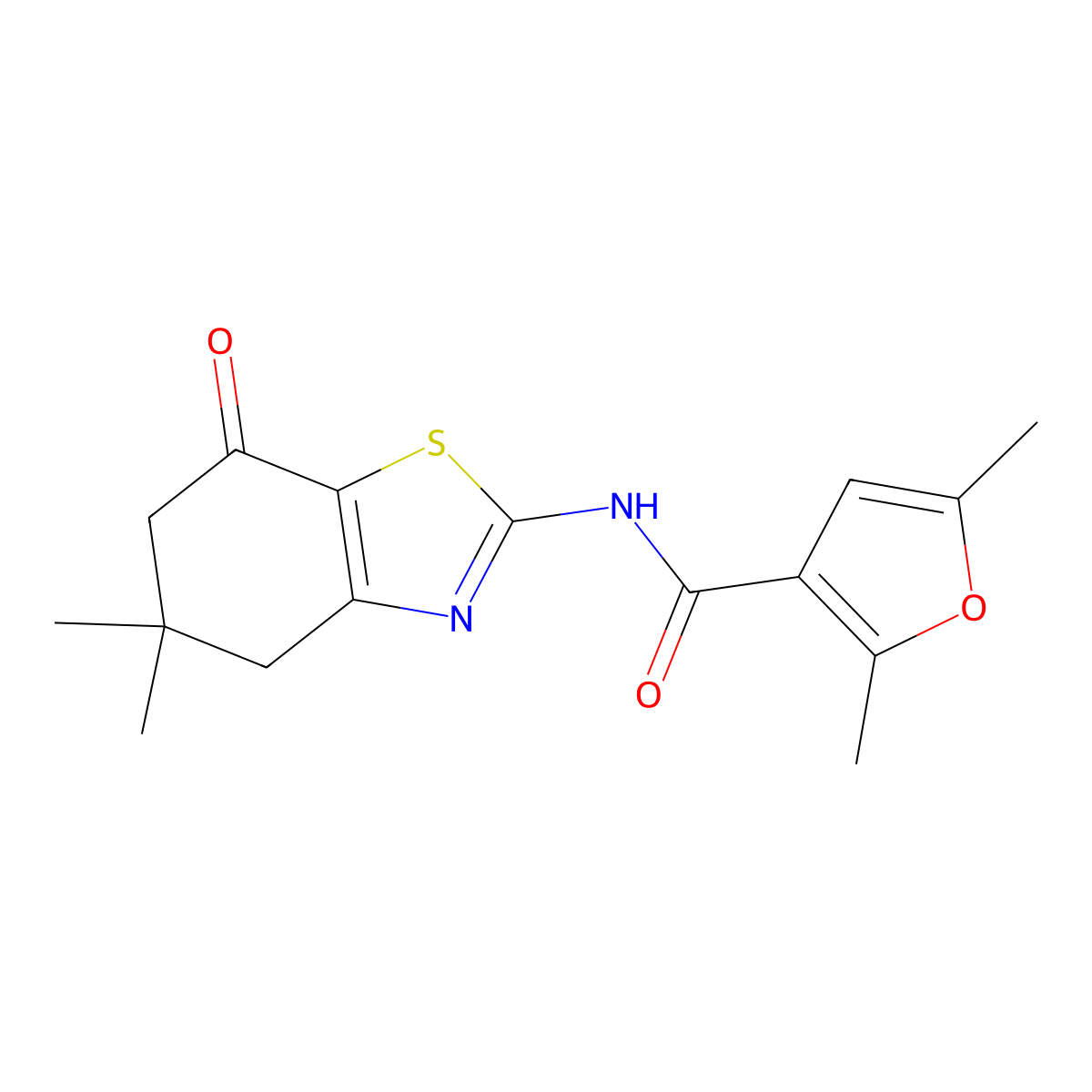 N-(5,5-dimethyl-7-oxo-4,5,6,7-tetrahydrobenzo[d]thiazol-2-yl)-2,5-dimethylfuran-3-carboxamide molecular structure, CAS 1207059-32-2