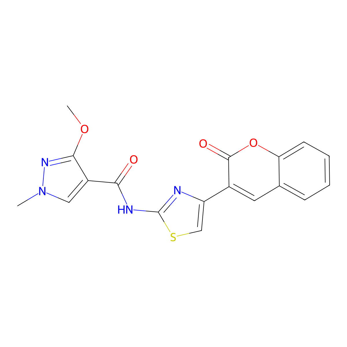 3-methoxy-1-methyl-N-(4-(2-oxo-2H-chromen-3-yl)thiazol-2-yl)-1H-pyrazole-4-carboxamide molecular structure, CAS 1207059-33-3