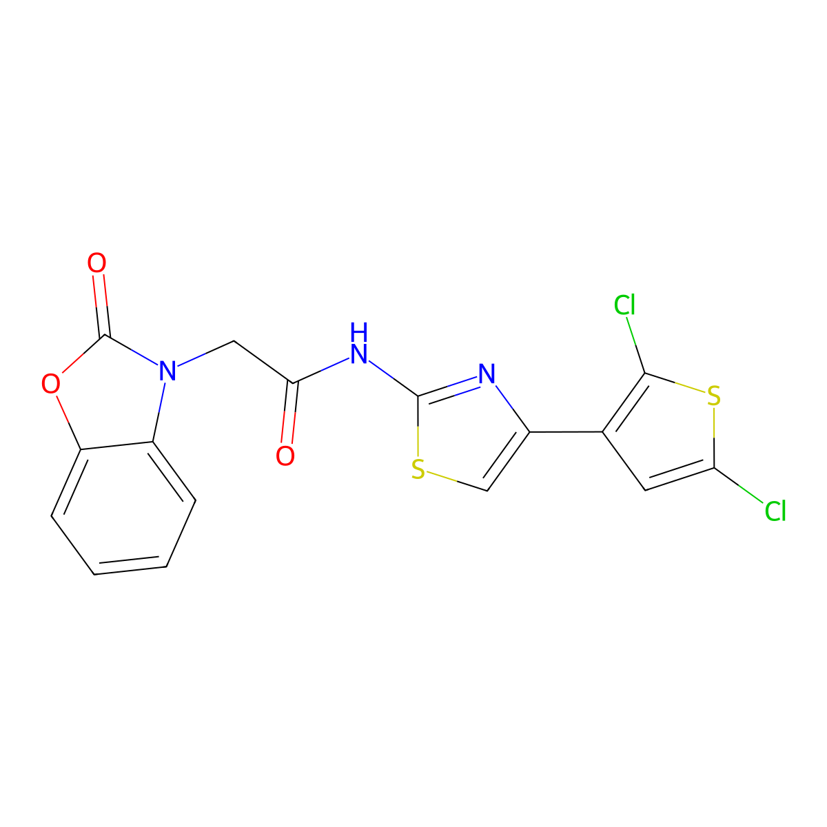 N-(4-(2,5-dichlorothiophen-3-yl)thiazol-2-yl)-2-(2-oxobenzo[d]oxazol-3(2H)-yl)acetamide molecular structure, CAS 1207059-36-6