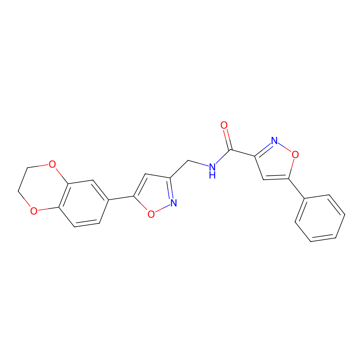 N-((5-(2,3-dihydrobenzo[b][1,4]dioxin-6-yl)isoxazol-3-yl)methyl)-5-phenylisoxazole-3-carboxamide molecular structure, CAS 1207059-37-7