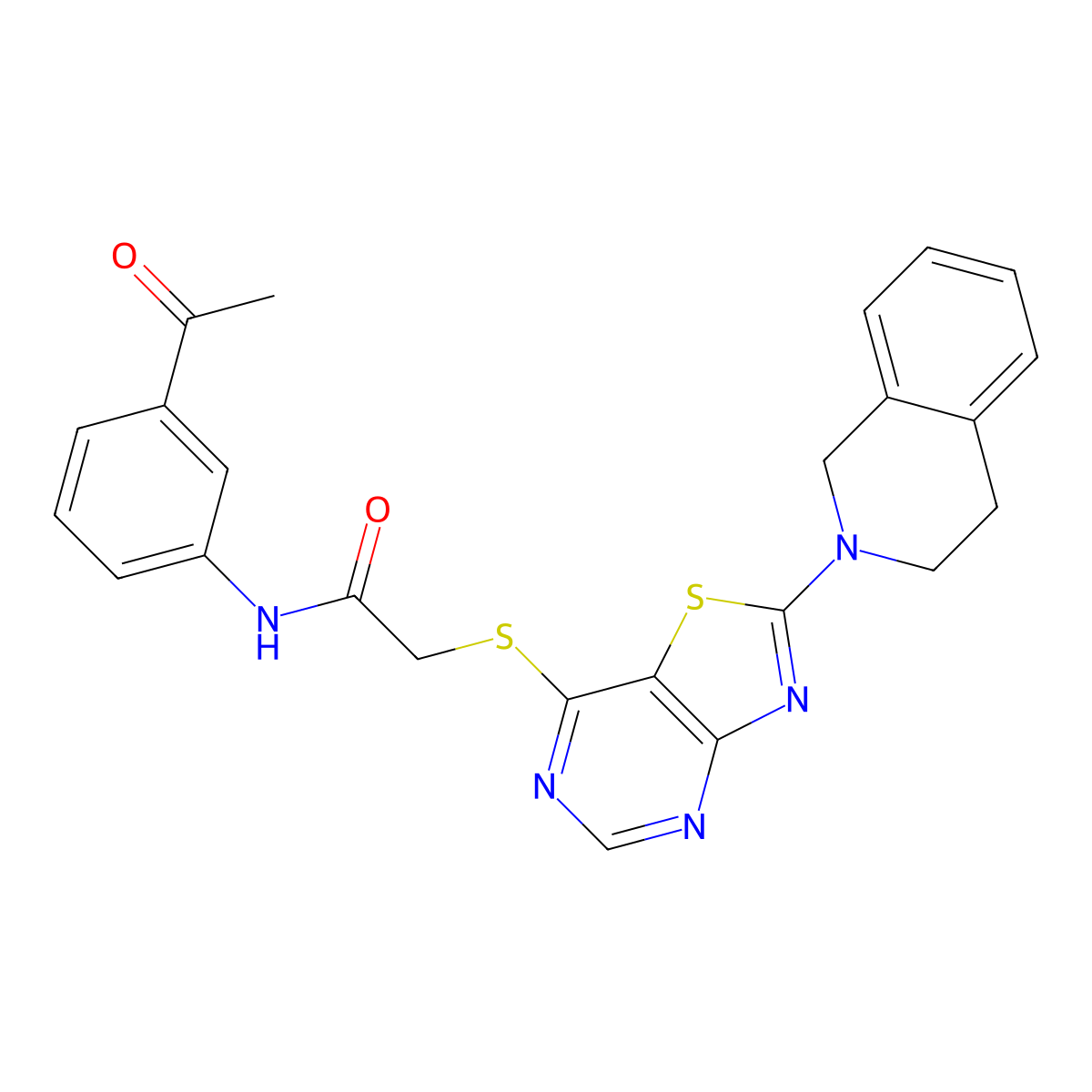 N-(3-acetylphenyl)-2-((2-(3,4-dihydroisoquinolin-2(1H)-yl)thiazolo[4,5-d]pyrimidin-7-yl)thio)acetamide molecular structure, CAS 1207059-38-8