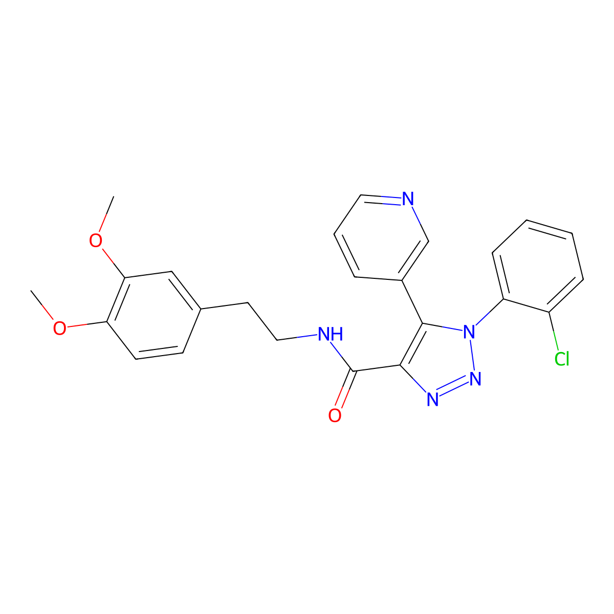 1-(2-chlorophenyl)-N-[2-(3,4-dimethoxyphenyl)ethyl]-5-(pyridin-3-yl)-1H-1,2,3-triazole-4-carboxamide molecular structure, CAS 1207059-41-3