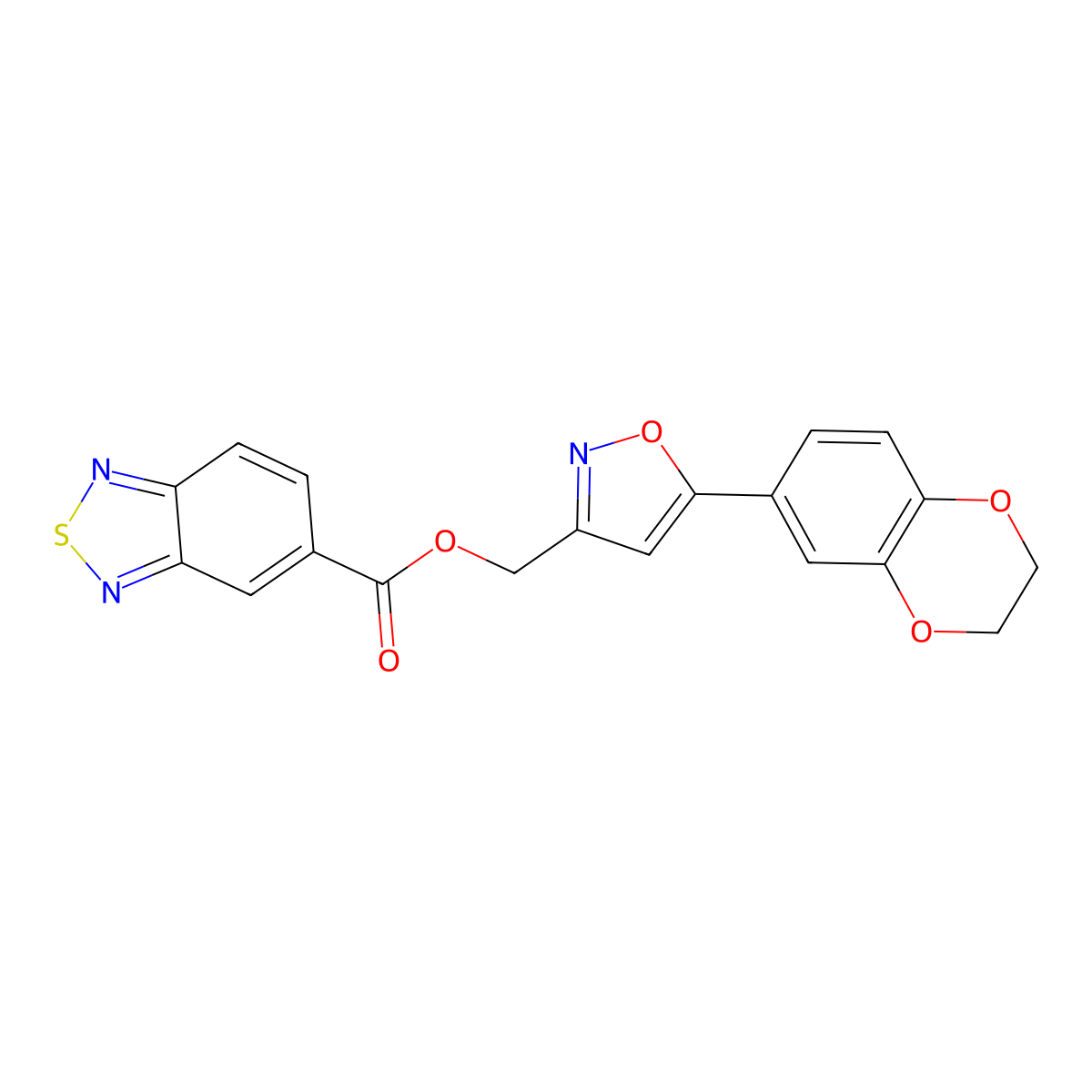(5-(2,3-Dihydrobenzo[b][1,4]dioxin-6-yl)isoxazol-3-yl)methyl benzo[c][1,2,5]thiadiazole-5-carboxylate molecular structure, CAS 1207059-42-4