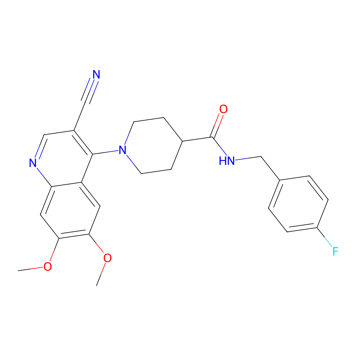1-(3-cyano-6,7-dimethoxyquinolin-4-yl)-N-[(4-fluorophenyl)methyl]piperidine-4-carboxamide molecular structure, CAS 1207059-43-5