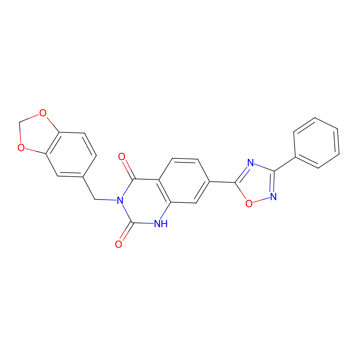 3-[(2H-1,3-benzodioxol-5-yl)methyl]-7-(3-phenyl-1,2,4-oxadiazol-5-yl)-1,2,3,4-tetrahydroquinazoline-2,4-dione molecular structure, CAS 1207059-44-6