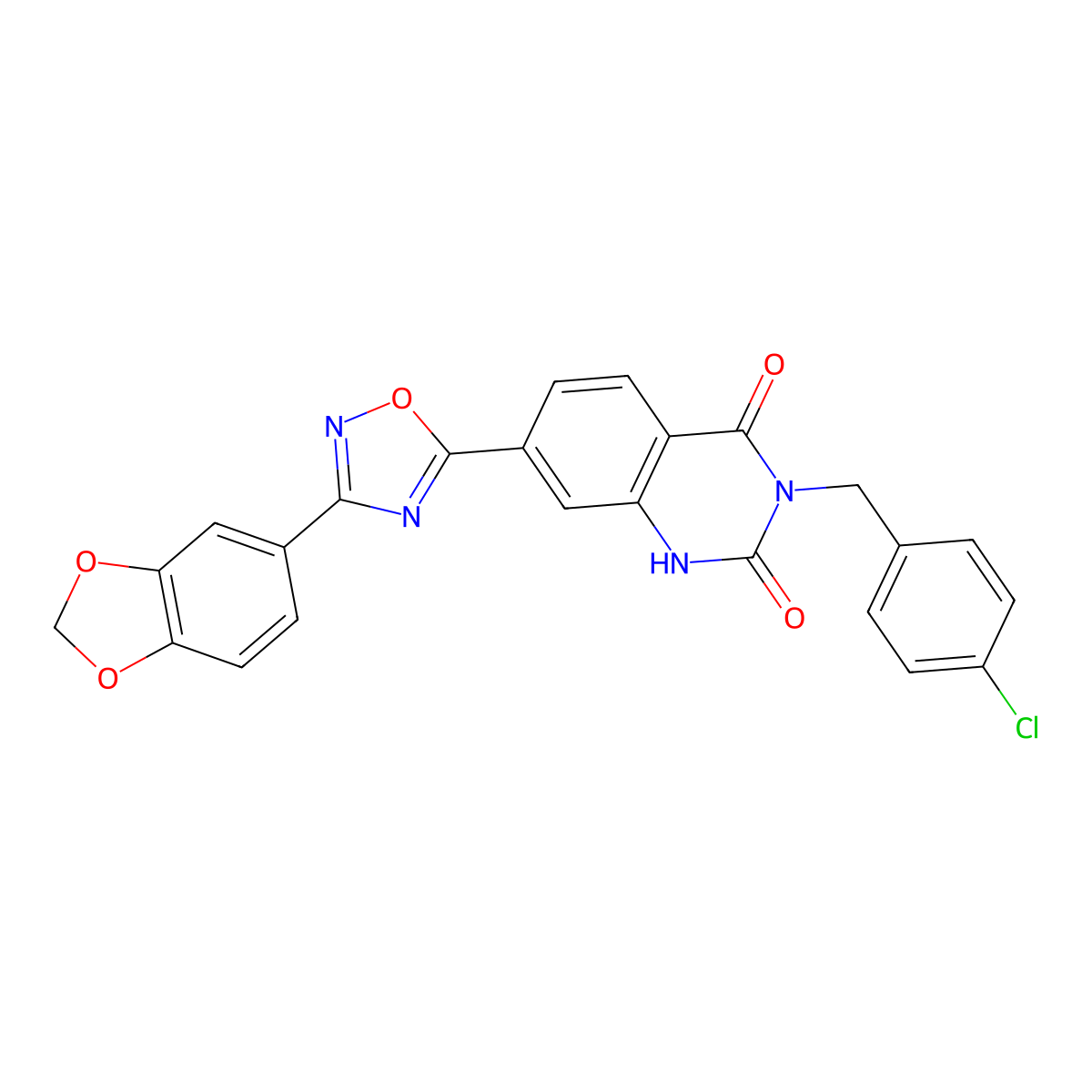 7-(3-(benzo[d][1,3]dioxol-5-yl)-1,2,4-oxadiazol-5-yl)-3-(4-chlorobenzyl)quinazoline-2,4(1H,3H)-dione molecular structure, CAS 1207059-49-1