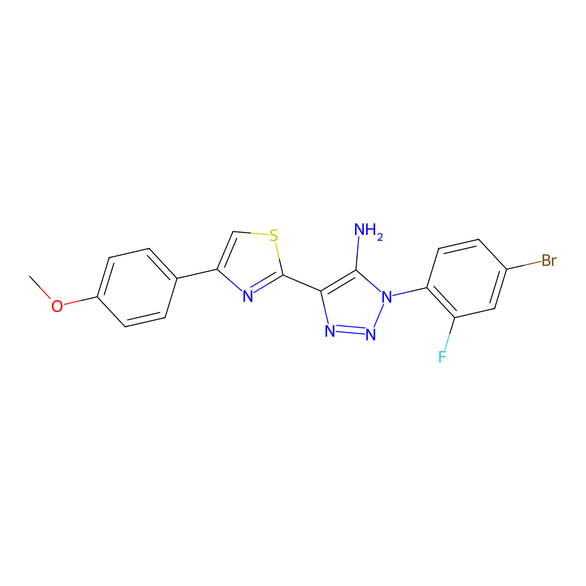1-(4-bromo-2-fluorophenyl)-4-[4-(4-methoxyphenyl)-1,3-thiazol-2-yl]-1H-1,2,3-triazol-5-amine molecular structure, CAS 1207059-57-1
