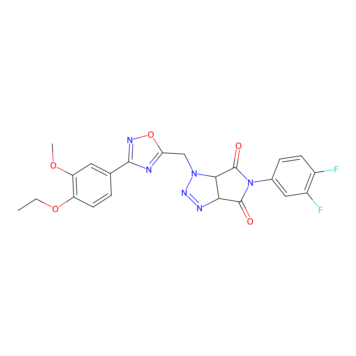 5-(3,4-difluorophenyl)-1-((3-(4-ethoxy-3-methoxyphenyl)-1,2,4-oxadiazol-5-yl)methyl)-1,6a-dihydropyrrolo[3,4-d][1,2,3]triazole-4,6(3aH,5H)-dione molecular structure, CAS 1207059-61-7