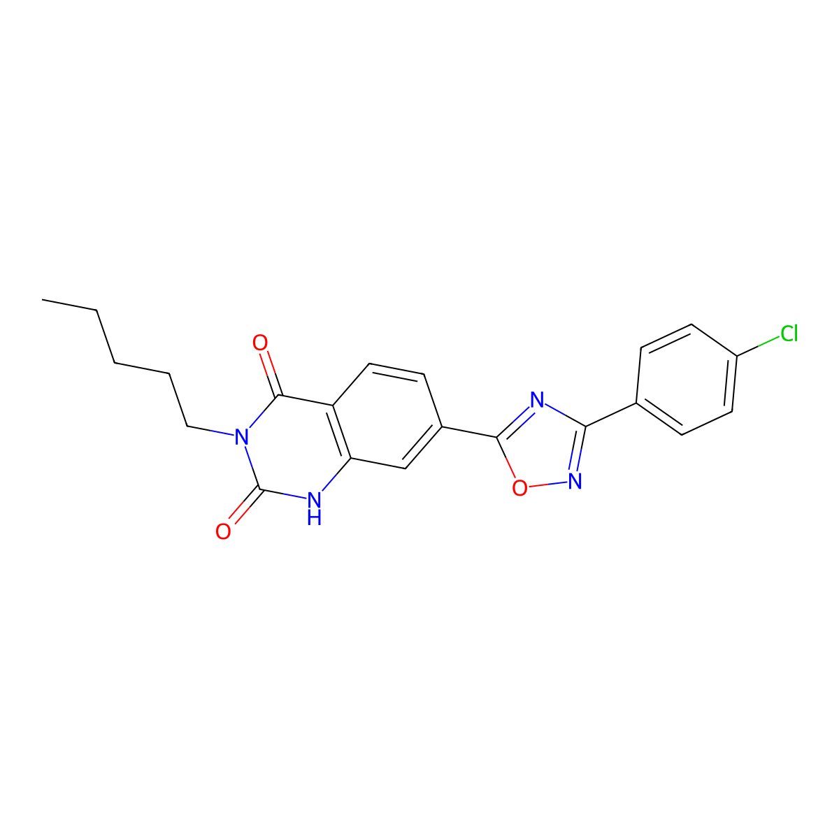 7-[3-(4-Chlorophenyl)-1,2,4-oxadiazol-5-yl]-3-pentyl-1,2,3,4-tetrahydroquinazoline-2,4-dione molecular structure, CAS 1207059-63-9