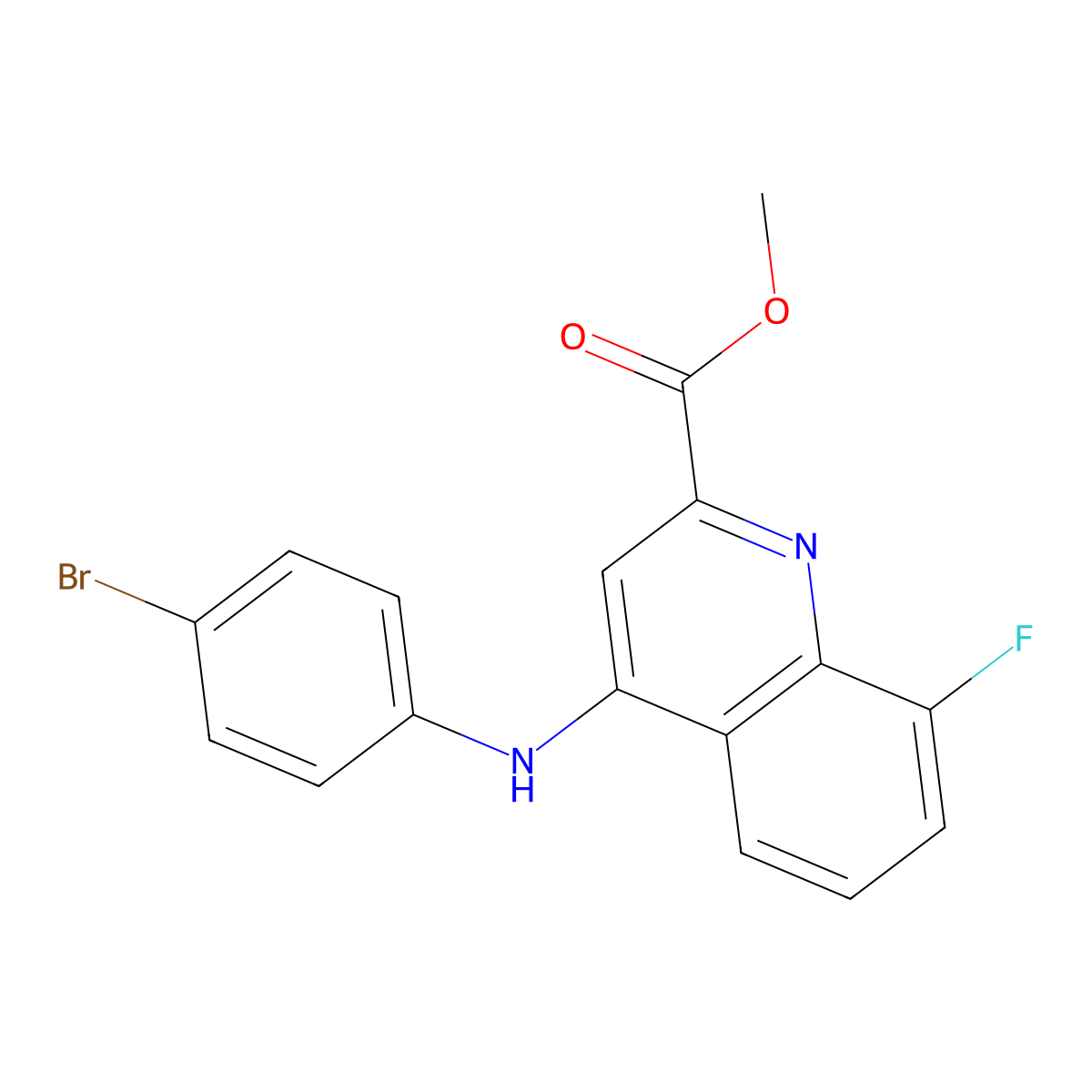 Methyl 4-[(4-bromophenyl)amino]-8-fluoroquinoline-2-carboxylate molecular structure, CAS 1207059-66-2