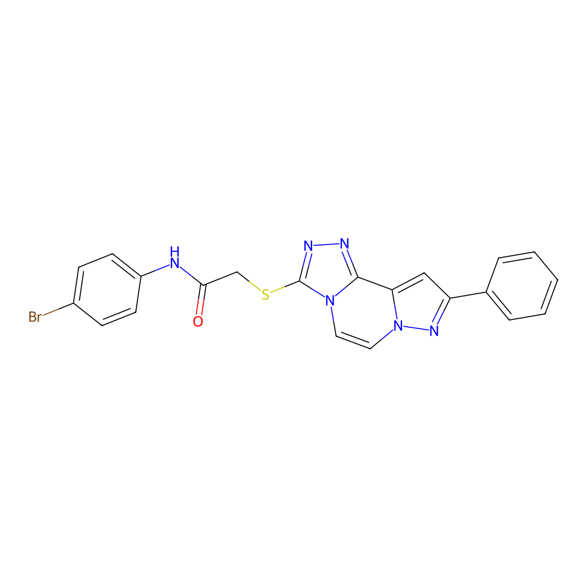 N-(4-bromophenyl)-2-((9-phenylpyrazolo[1,5-a][1,2,4]triazolo[3,4-c]pyrazin-3-yl)thio)acetamide molecular structure, CAS 1207059-69-5