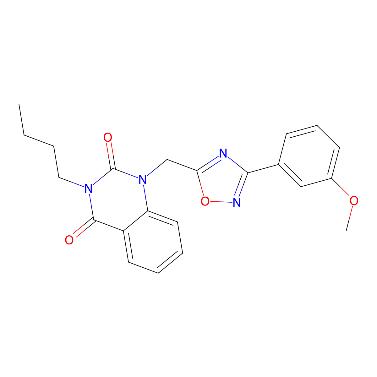 3-Butyl-1-{[3-(3-methoxyphenyl)-1,2,4-oxadiazol-5-yl]methyl}-1,2,3,4-tetrahydroquinazoline-2,4-dione molecular structure, CAS 1207059-70-8