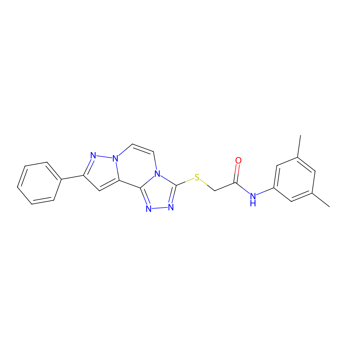 N-(3,5-dimethylphenyl)-2-((9-phenylpyrazolo[1,5-a][1,2,4]triazolo[3,4-c]pyrazin-3-yl)thio)acetamide molecular structure, CAS 1207059-71-9
