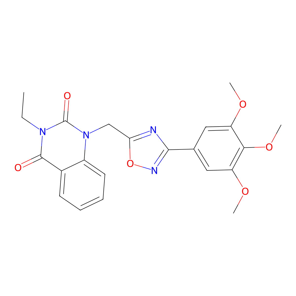 3-ethyl-1-((3-(3,4,5-trimethoxyphenyl)-1,2,4-oxadiazol-5-yl)methyl)quinazoline-2,4(1H,3H)-dione molecular structure, CAS 1207059-73-1