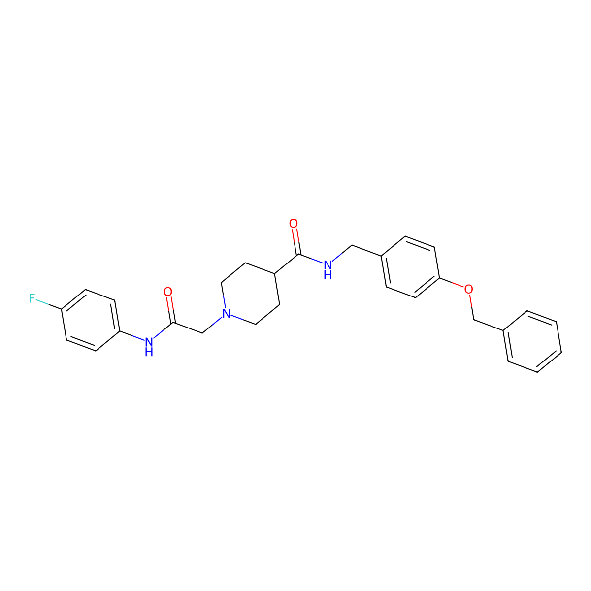 N-(4-(benzyloxy)benzyl)-1-(2-((4-fluorophenyl)amino)-2-oxoethyl)piperidine-4-carboxamide molecular structure, CAS 1207059-75-3