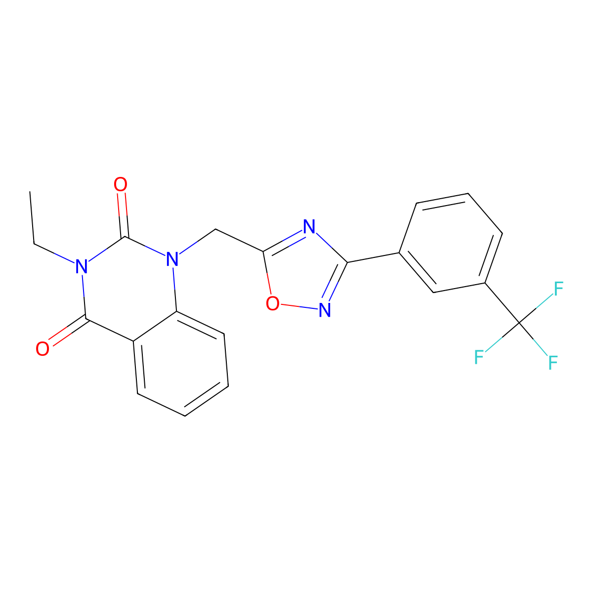3-ethyl-1-((3-(3-(trifluoromethyl)phenyl)-1,2,4-oxadiazol-5-yl)methyl)quinazoline-2,4(1H,3H)-dione molecular structure, CAS 1207059-77-5