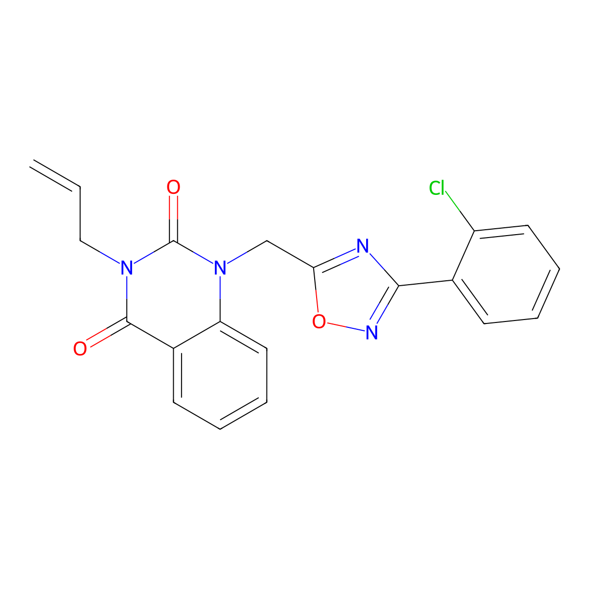 3-allyl-1-((3-(2-chlorophenyl)-1,2,4-oxadiazol-5-yl)methyl)quinazoline-2,4(1H,3H)-dione molecular structure, CAS 1207059-80-0