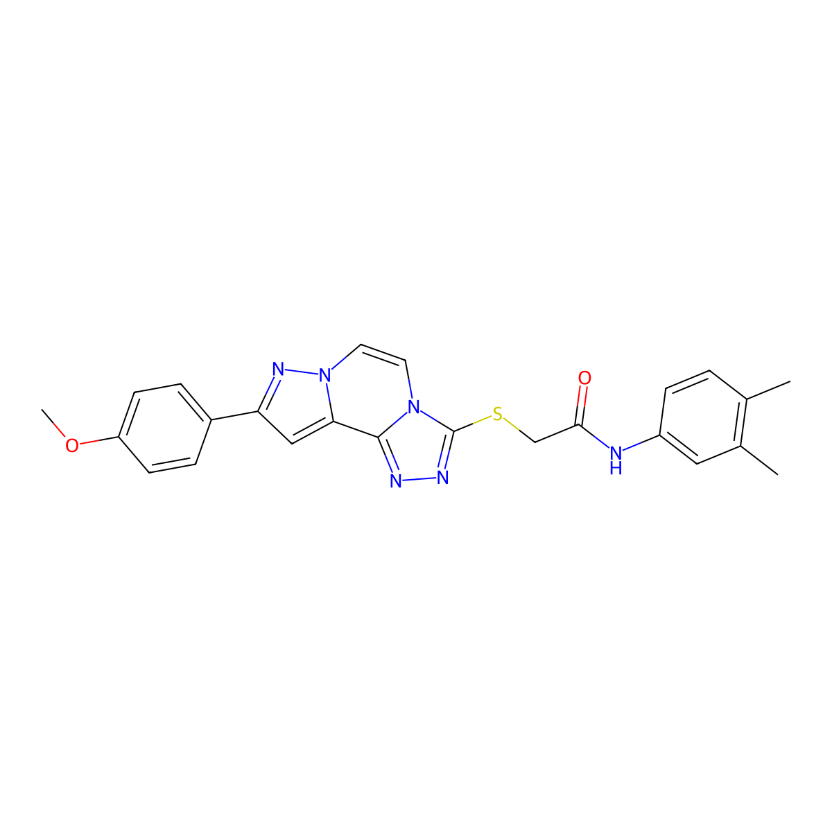 N-(3,4-dimethylphenyl)-2-((9-(4-methoxyphenyl)pyrazolo[1,5-a][1,2,4]triazolo[3,4-c]pyrazin-3-yl)thio)acetamide molecular structure, CAS 1207059-87-7