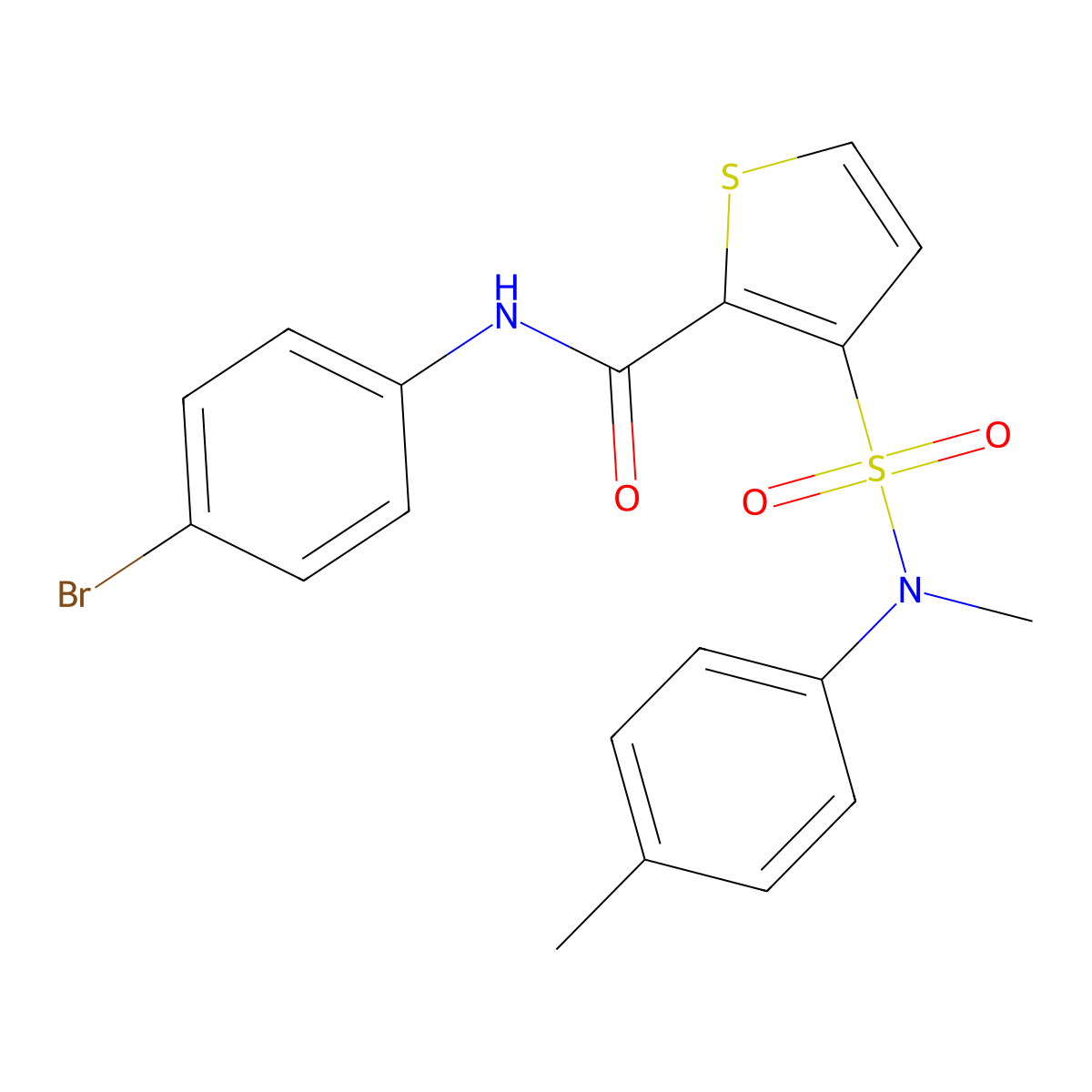 N-(4-bromophenyl)-3-[methyl(4-methylphenyl)sulfamoyl]thiophene-2-carboxamide molecular structure, CAS 1207059-89-9