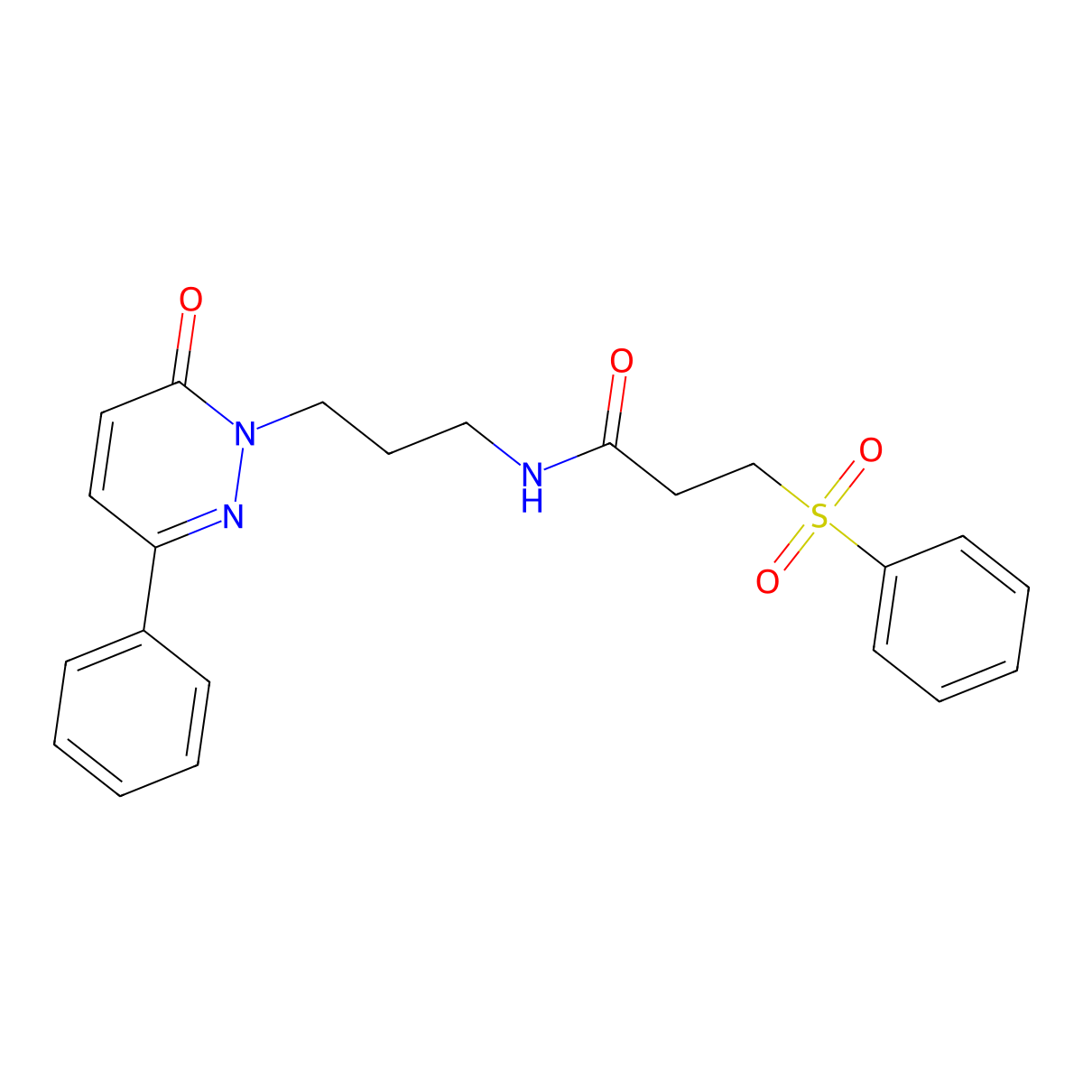 N-(3-(6-oxo-3-phenylpyridazin-1(6H)-yl)propyl)-3-(phenylsulfonyl)propanamide molecular structure, CAS 1207059-90-2