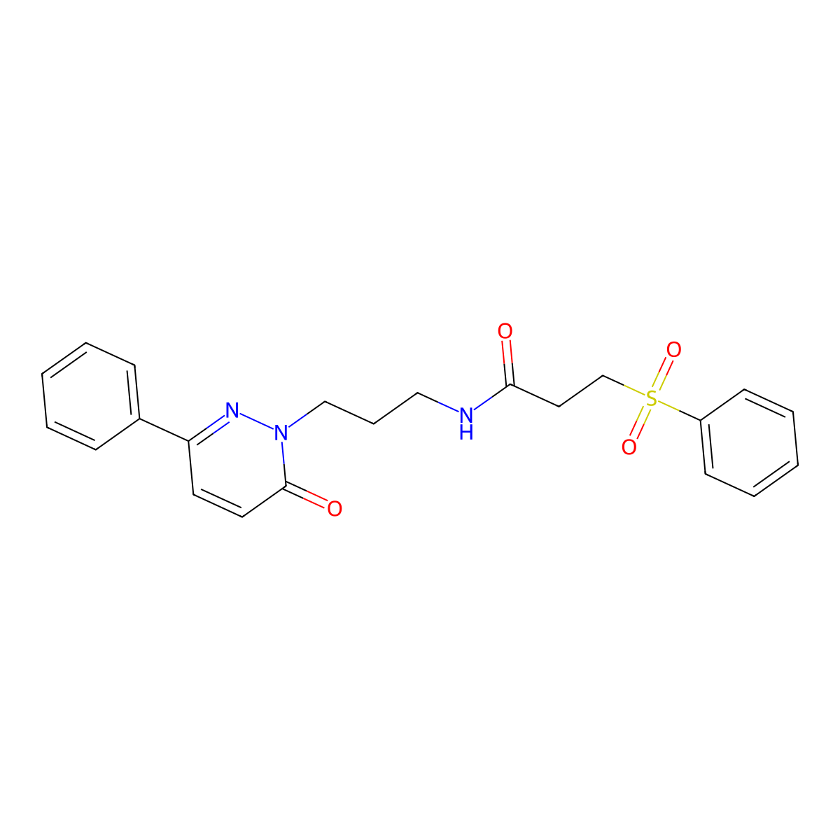 N-(3-(6-oxo-3-phenylpyridazin-1(6H)-yl)propyl)-3-(phenylsulfonyl)propanamide molecular structure, CAS 1207059-90-2