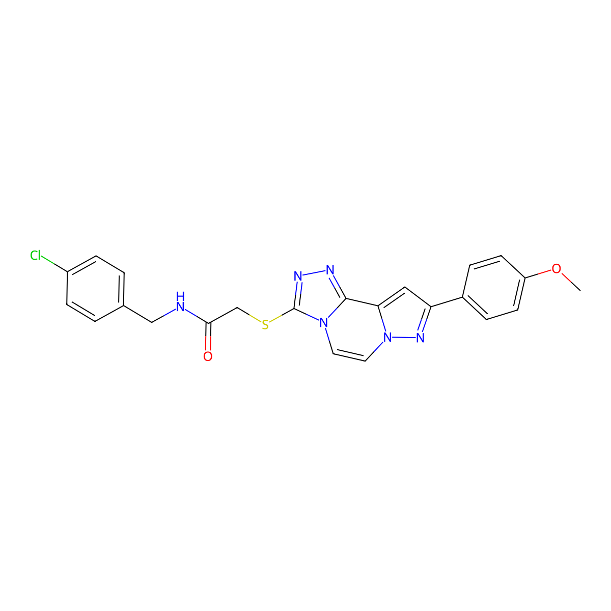 N-[(4-chlorophenyl)methyl]-2-[[11-(4-methoxyphenyl)-3,4,6,9,10-pentazatricyclo[7.3.0.02,6]dodeca-1(12),2,4,7,10-pentaen-5-yl]sulfanyl]acetamide molecular structure, CAS 1207059-96-8