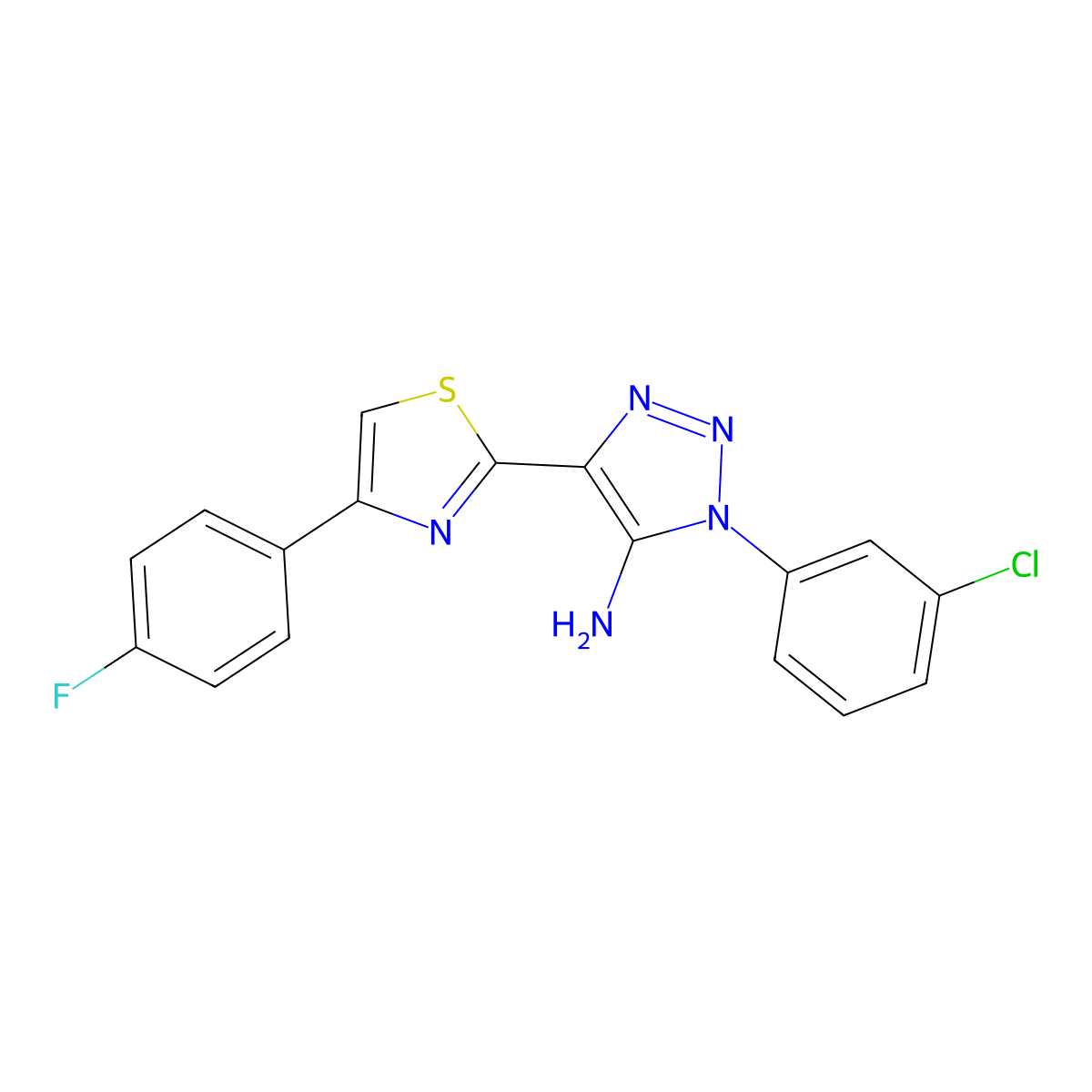 1-(3-chlorophenyl)-4-[4-(4-fluorophenyl)-1,3-thiazol-2-yl]-1H-1,2,3-triazol-5-amine molecular structure, CAS 1207059-99-1
