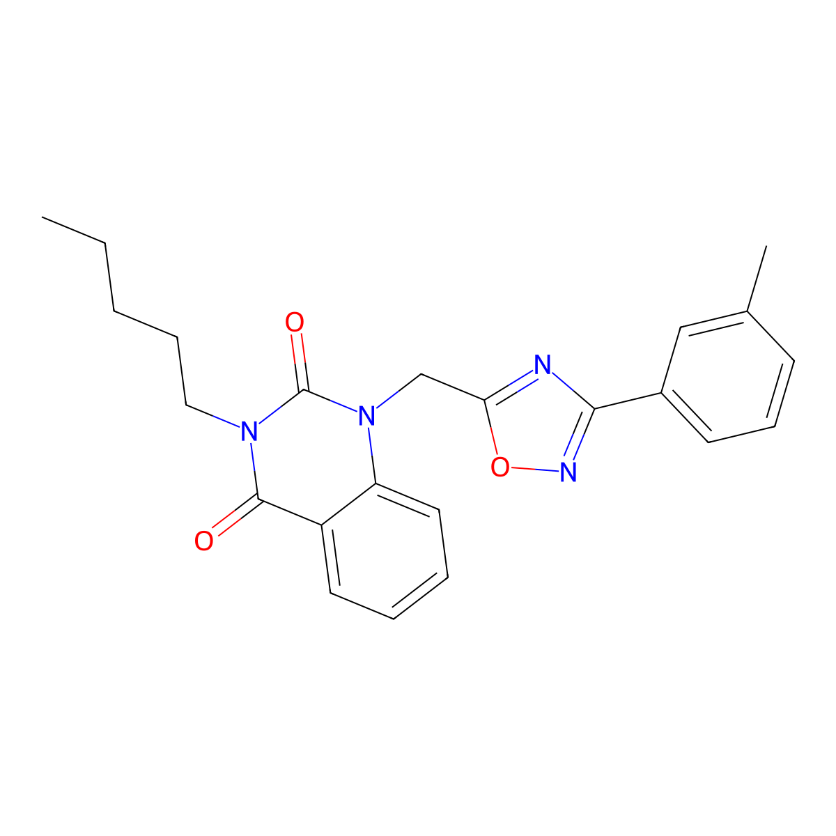 3-pentyl-1-((3-(m-tolyl)-1,2,4-oxadiazol-5-yl)methyl)quinazoline-2,4(1H,3H)-dione molecular structure, CAS 1207060-02-3