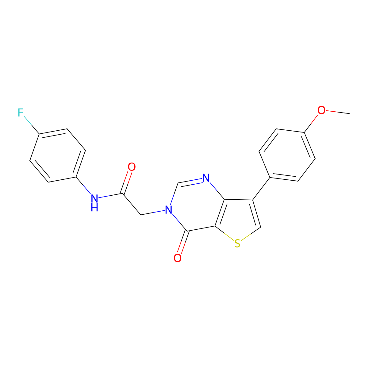 N-(4-fluorophenyl)-2-[7-(4-methoxyphenyl)-4-oxothieno[3,2-d]pyrimidin-3(4H)-yl]acetamide molecular structure, CAS 1207060-03-4