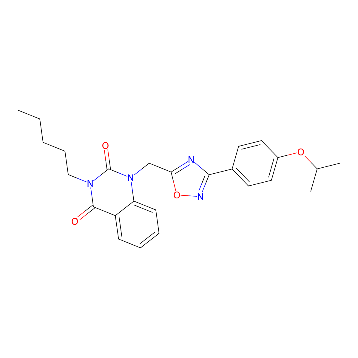 1-((3-(4-isopropoxyphenyl)-1,2,4-oxadiazol-5-yl)methyl)-3-pentylquinazoline-2,4(1H,3H)-dione molecular structure, CAS 1207060-05-6