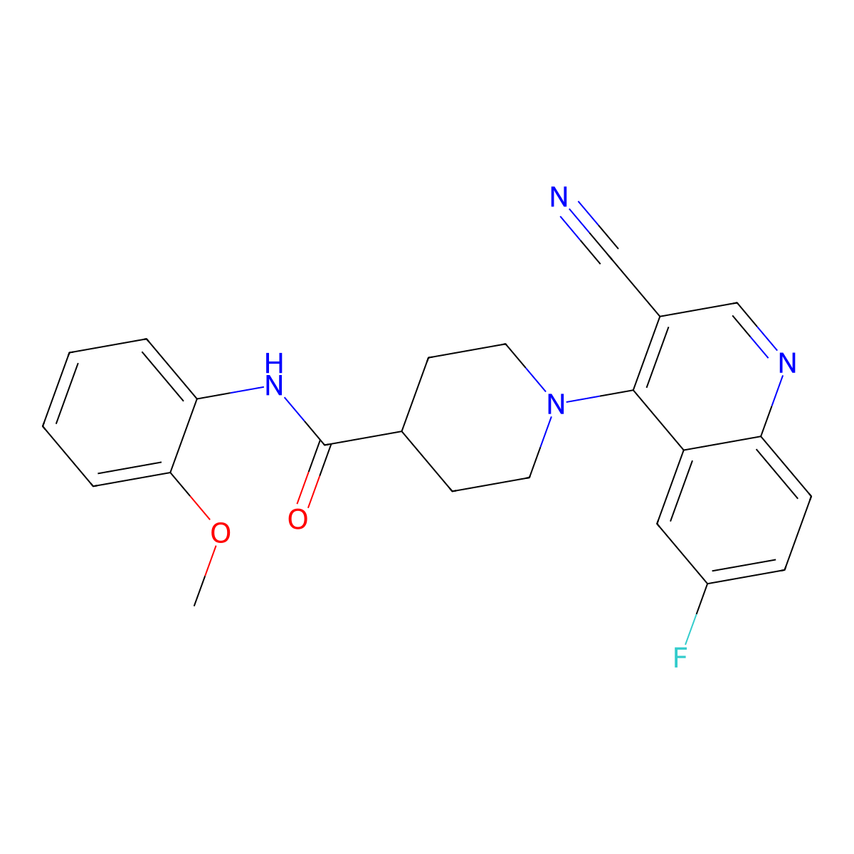 1-(3-cyano-6-fluoroquinolin-4-yl)-N-(2-methoxyphenyl)piperidine-4-carboxamide molecular structure, CAS 1207060-07-8