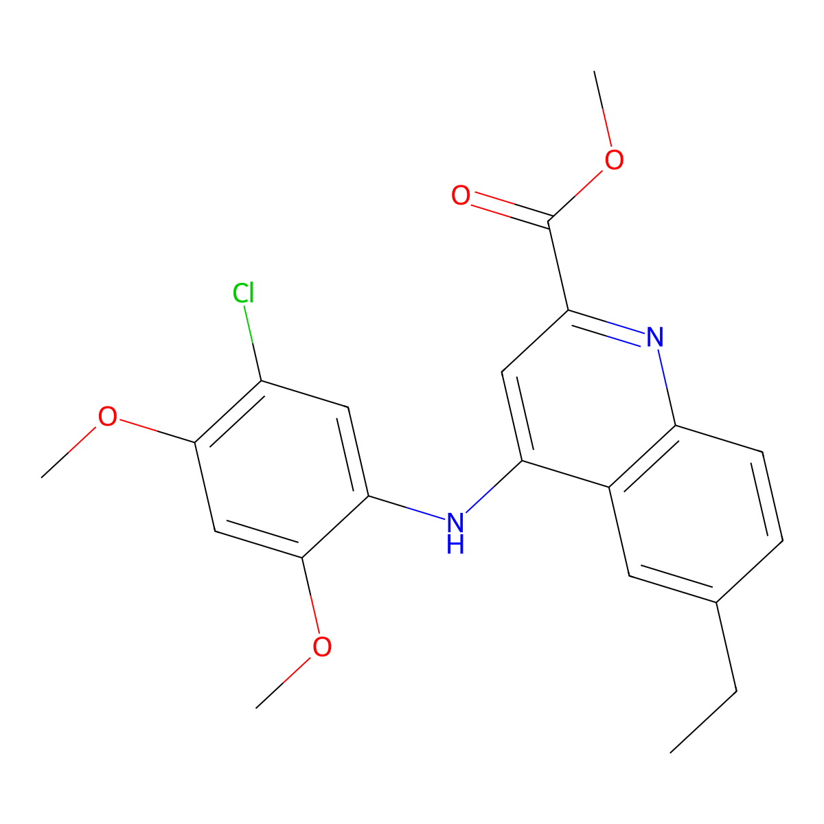 Methyl 4-[(5-chloro-2,4-dimethoxyphenyl)amino]-6-ethylquinoline-2-carboxylate molecular structure, CAS 1207060-12-5