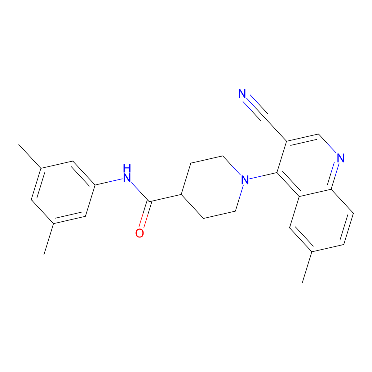 1-(3-cyano-6-methylquinolin-4-yl)-N-(3,5-dimethylphenyl)piperidine-4-carboxamide molecular structure, CAS 1207060-16-9