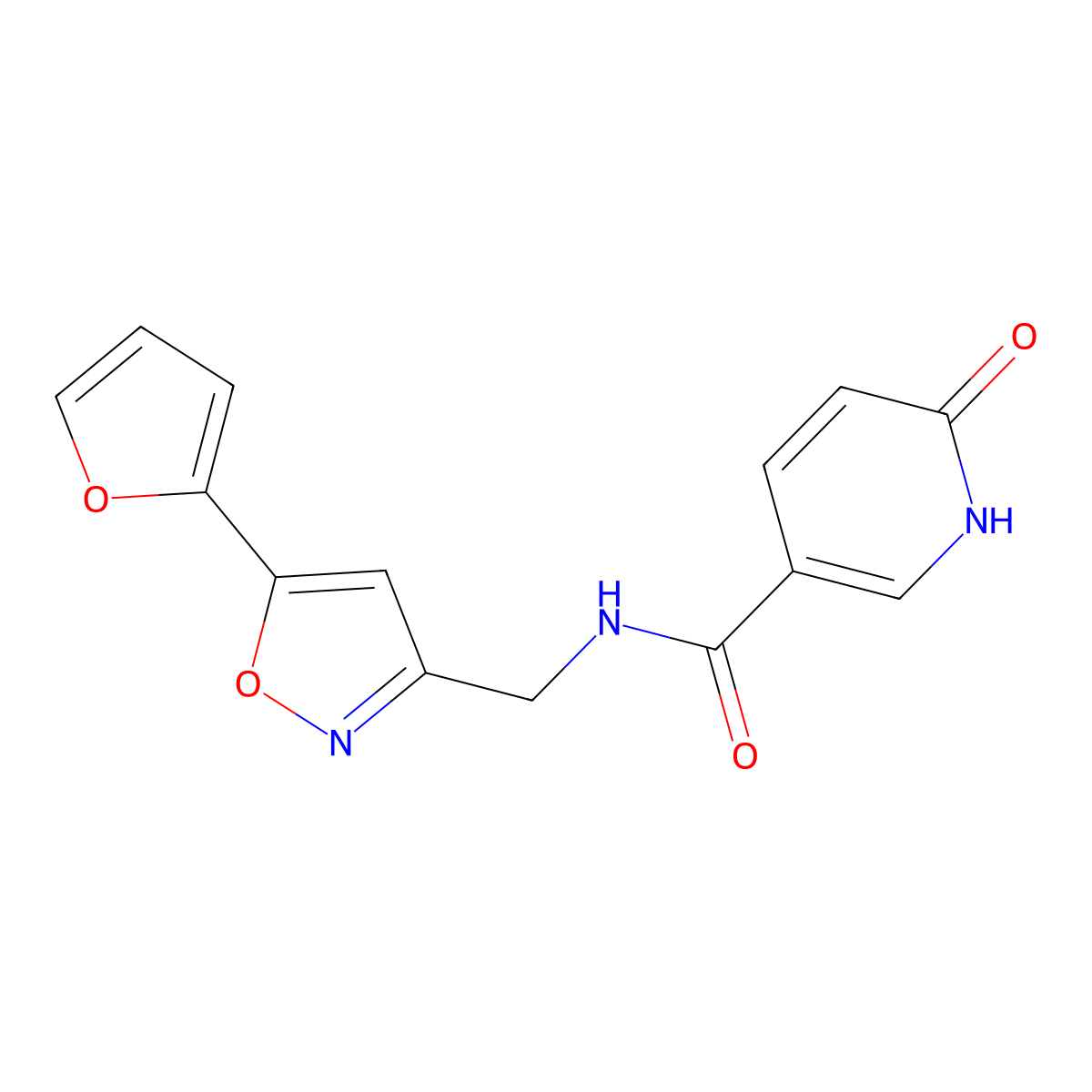 N-((5-(furan-2-yl)isoxazol-3-yl)methyl)-6-oxo-1,6-dihydropyridine-3-carboxamide molecular structure, CAS 1207060-18-1