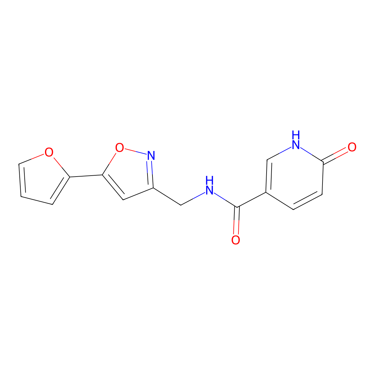 N-((5-(furan-2-yl)isoxazol-3-yl)methyl)-6-oxo-1,6-dihydropyridine-3-carboxamide molecular structure, CAS 1207060-18-1