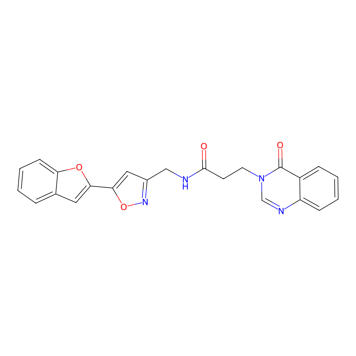 N-((5-(benzofuran-2-yl)isoxazol-3-yl)methyl)-3-(4-oxoquinazolin-3(4H)-yl)propanamide molecular structure, CAS 1207060-26-1