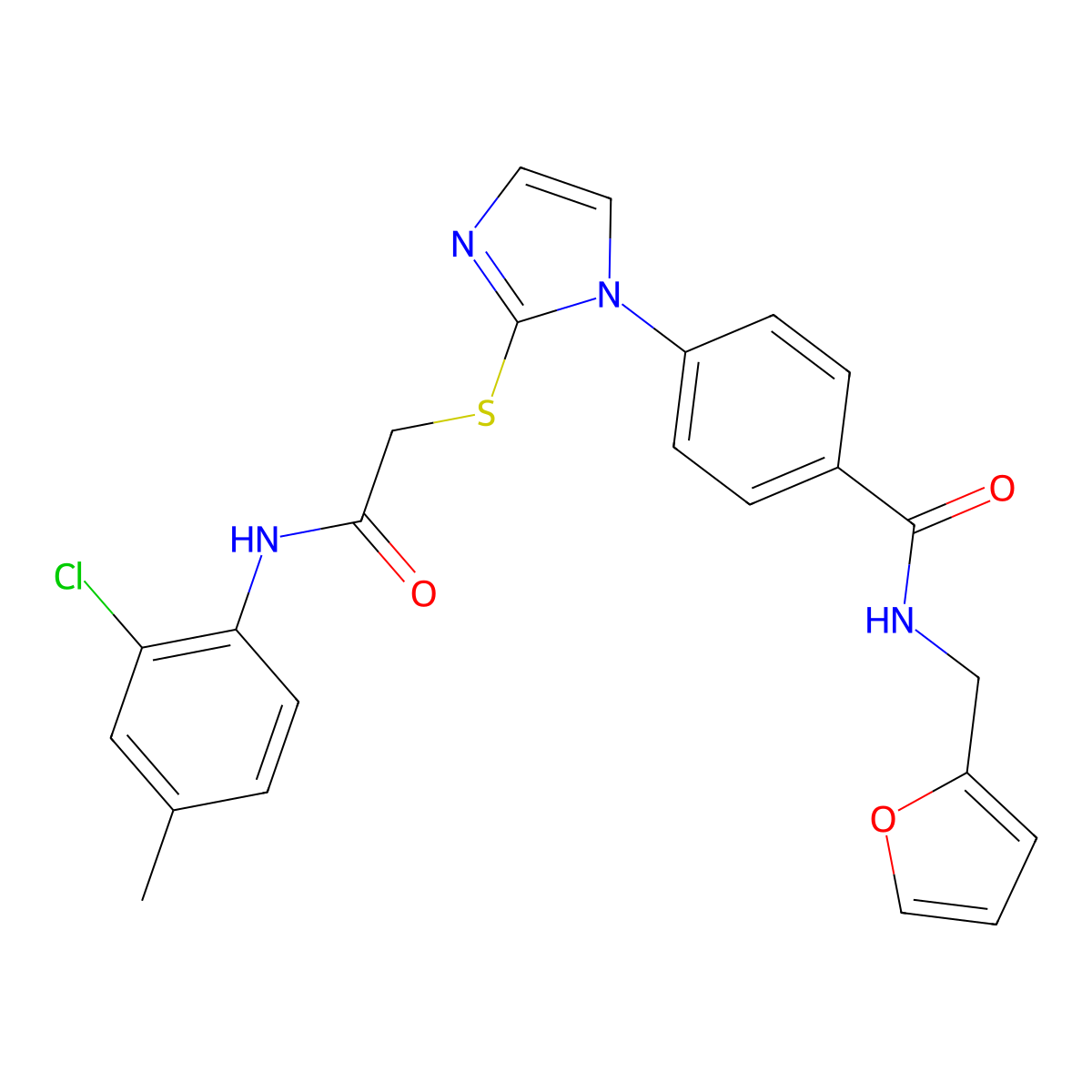 4-[2-({[(2-chloro-4-methylphenyl)carbamoyl]methyl}sulfanyl)-1H-imidazol-1-yl]-N-[(furan-2-yl)methyl]benzamide molecular structure, CAS 1207060-34-1
