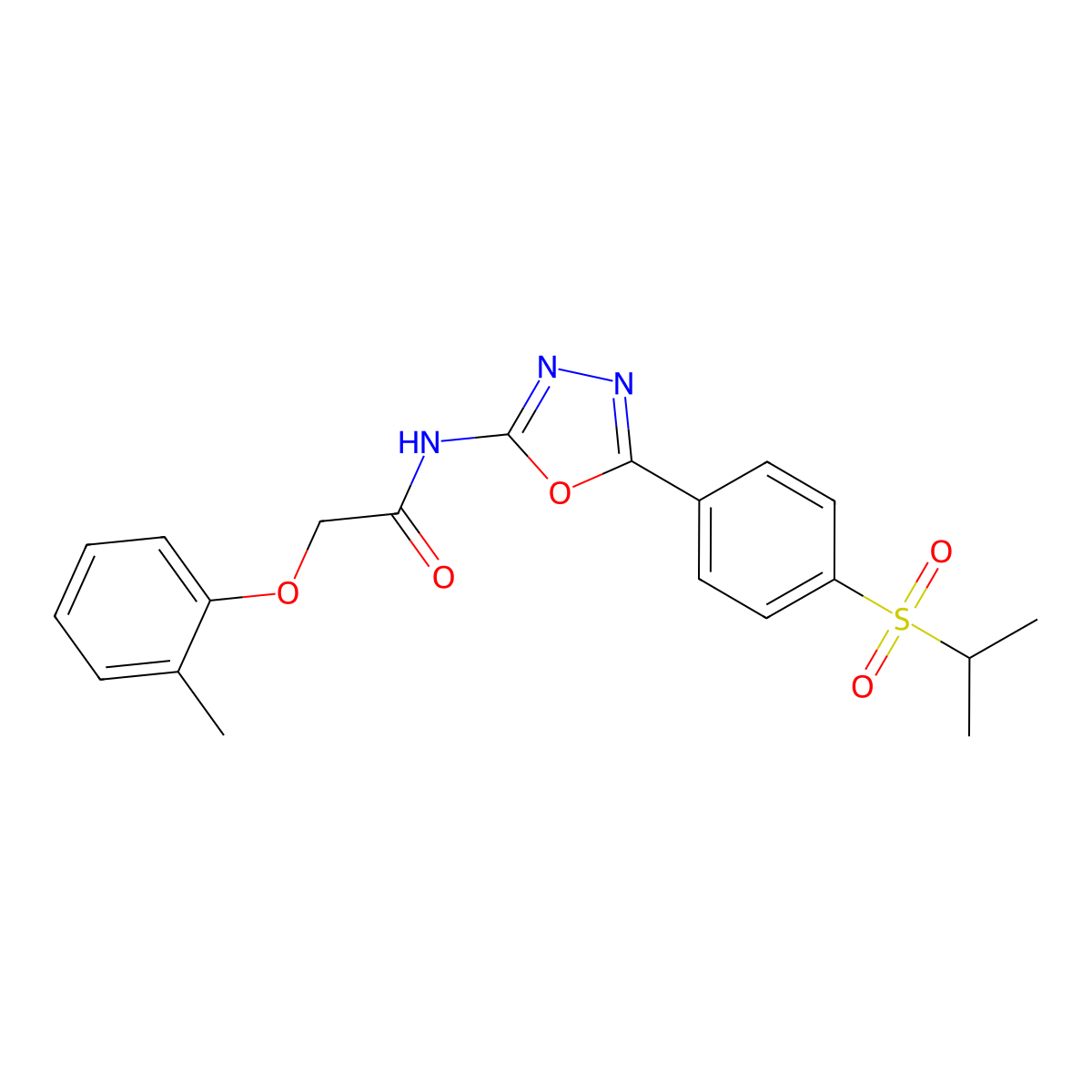 N-(5-(4-(isopropylsulfonyl)phenyl)-1,3,4-oxadiazol-2-yl)-2-(o-tolyloxy)acetamide molecular structure, CAS 1207060-36-3