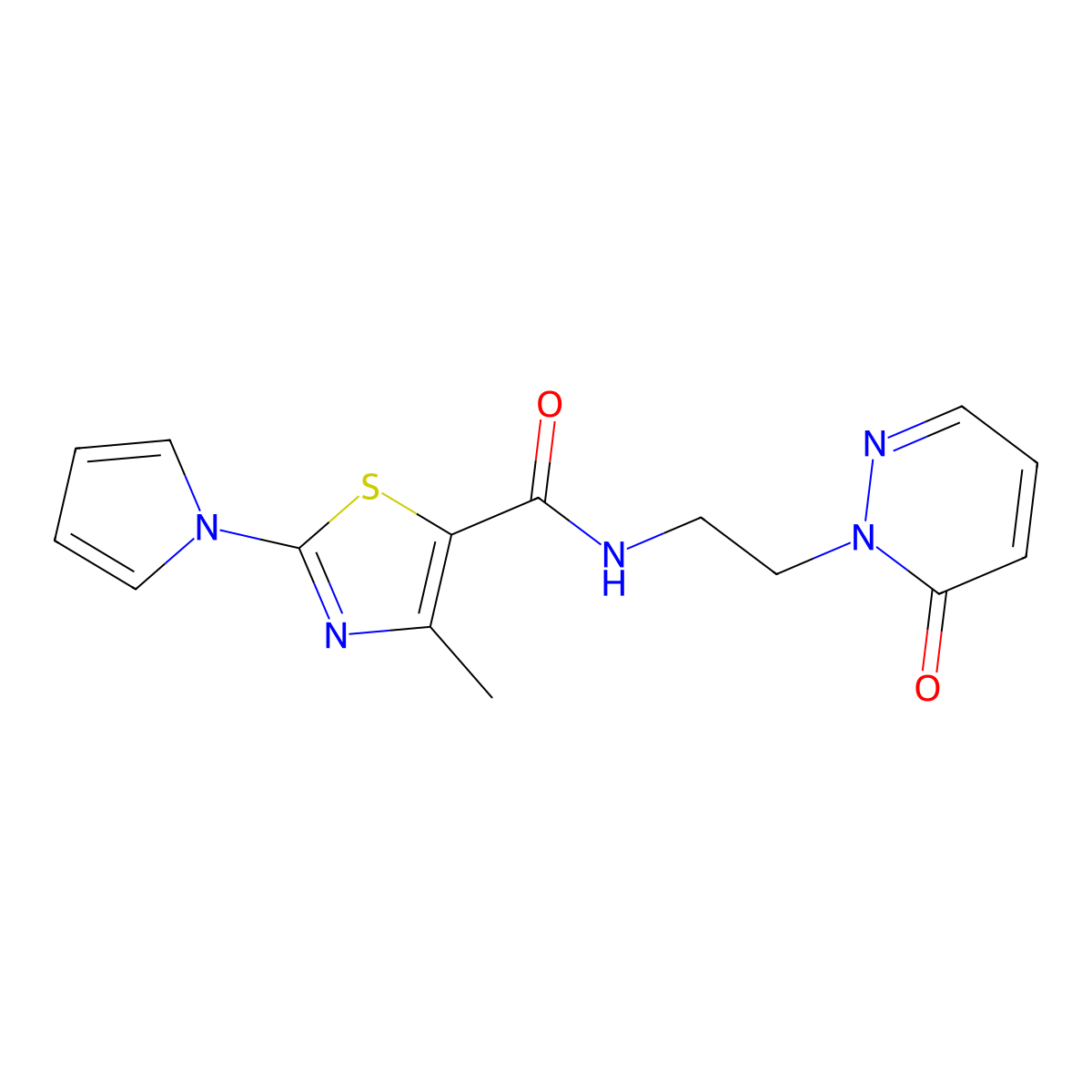 4-methyl-N-(2-(6-oxopyridazin-1(6H)-yl)ethyl)-2-(1H-pyrrol-1-yl)thiazole-5-carboxamide molecular structure, CAS 1207060-40-9