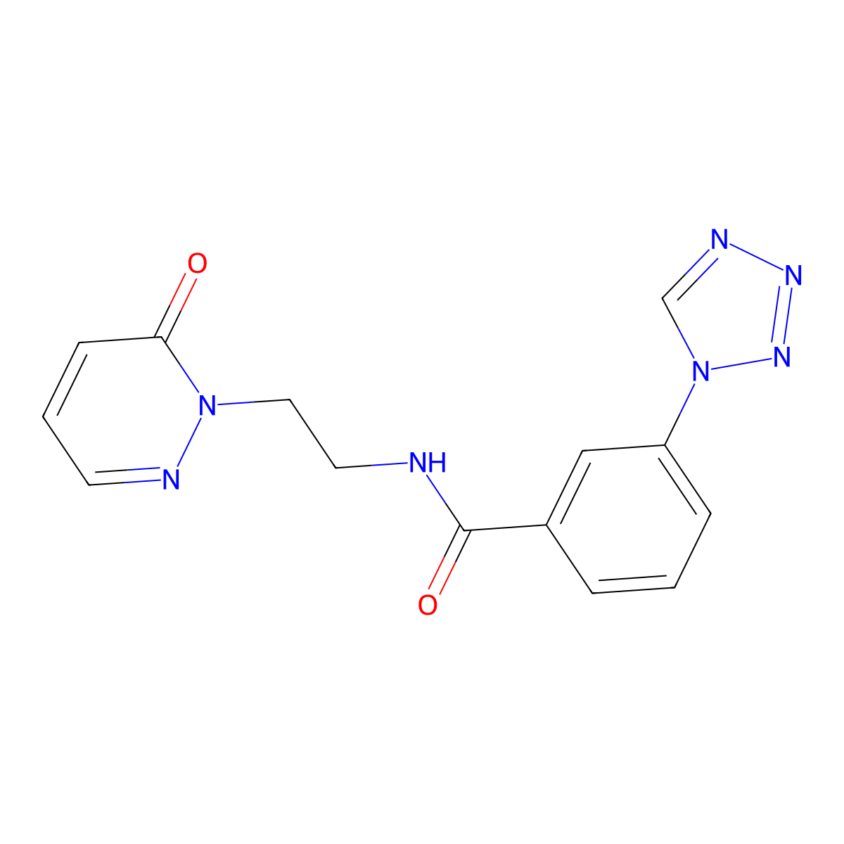 N-(2-(6-oxopyridazin-1(6H)-yl)ethyl)-3-(1H-tetrazol-1-yl)benzamide molecular structure, CAS 1207060-41-0