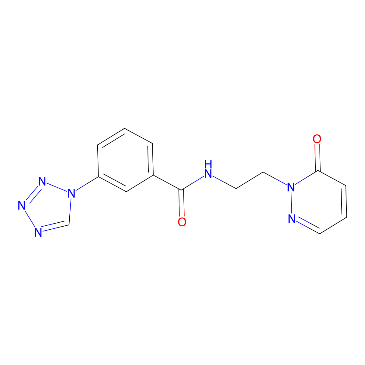 N-(2-(6-oxopyridazin-1(6H)-yl)ethyl)-3-(1H-tetrazol-1-yl)benzamide molecular structure, CAS 1207060-41-0